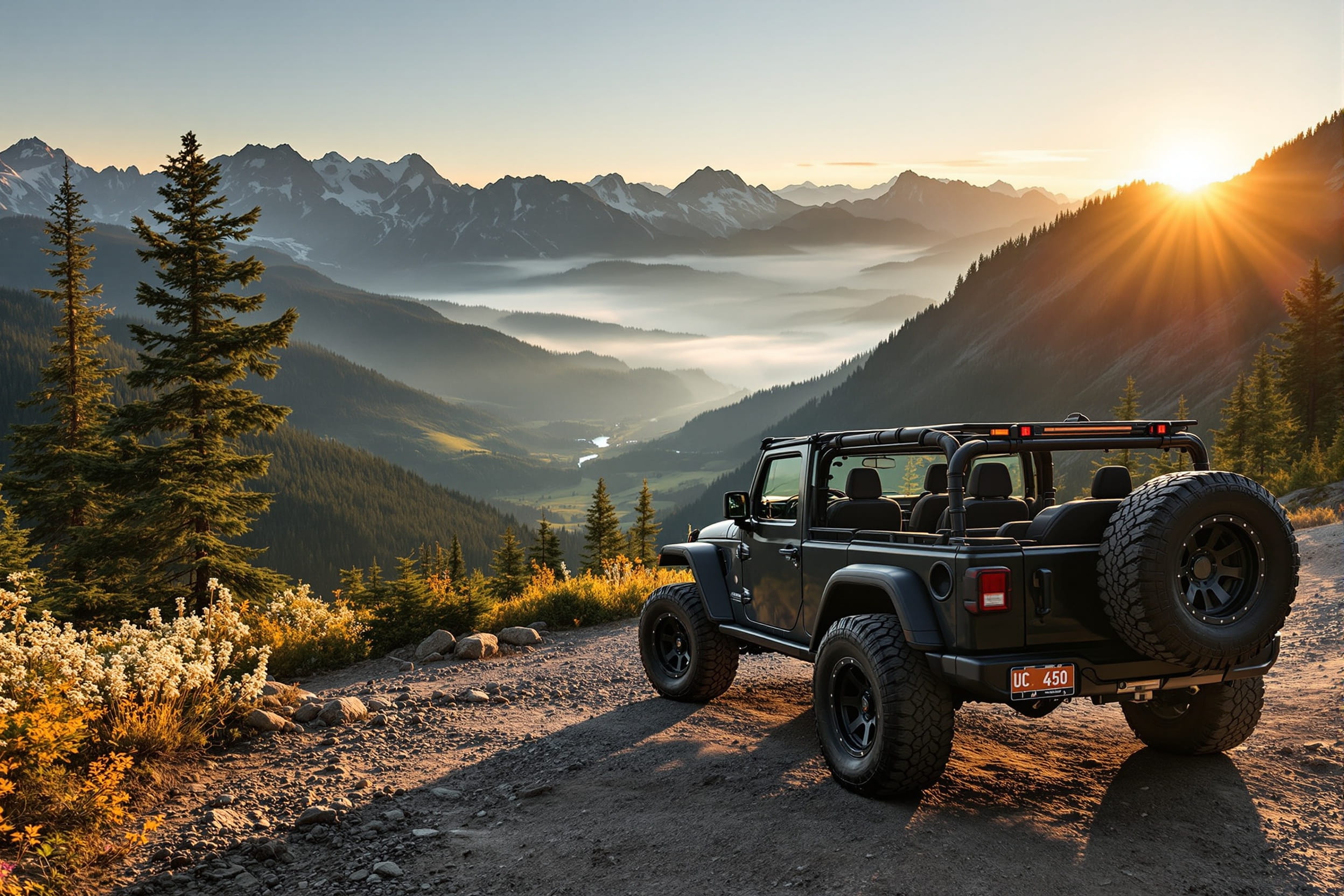 Jeep Wrangler in the mountains