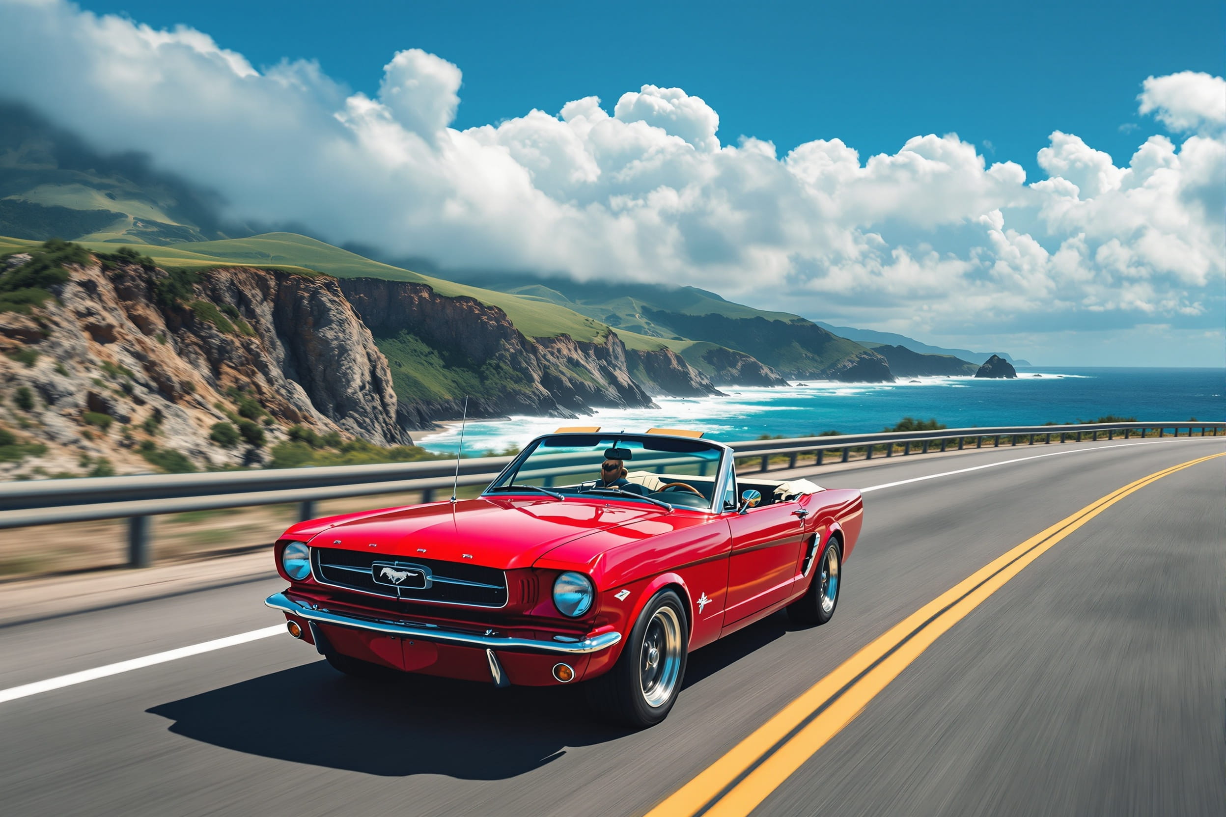 Ford Mustang by the coast