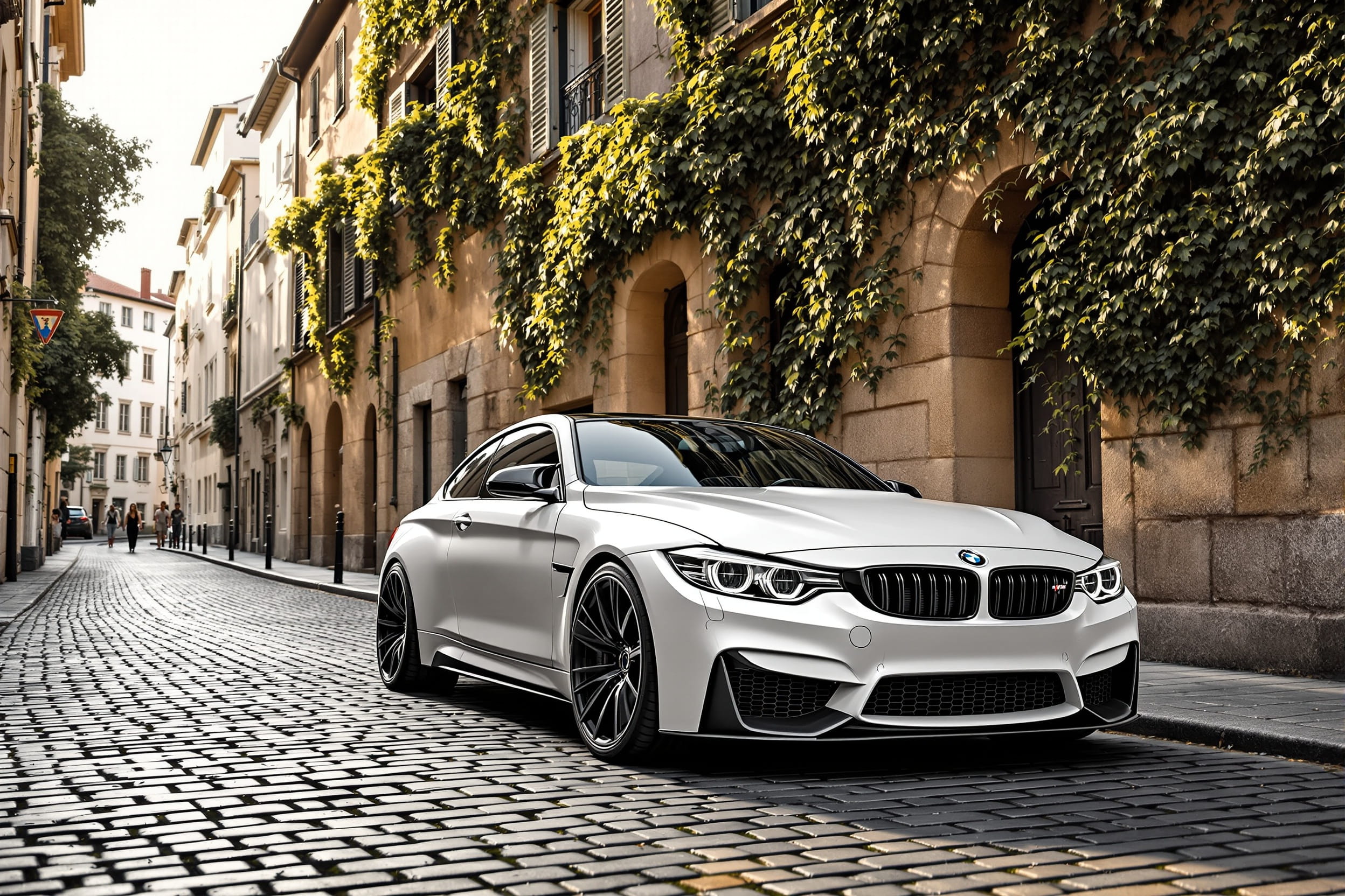 BMW M4 in historic city