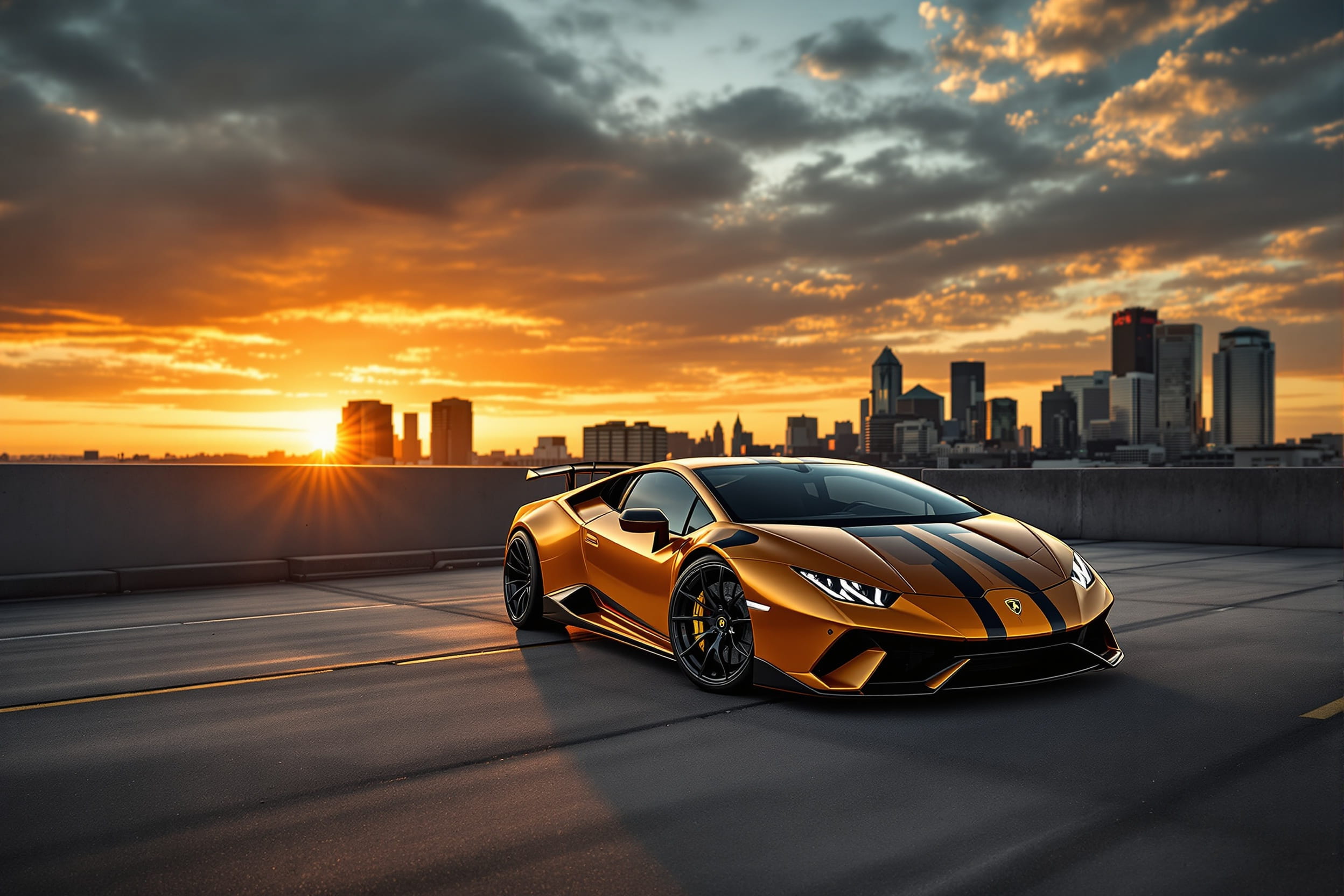 Lamborghini rooftop night