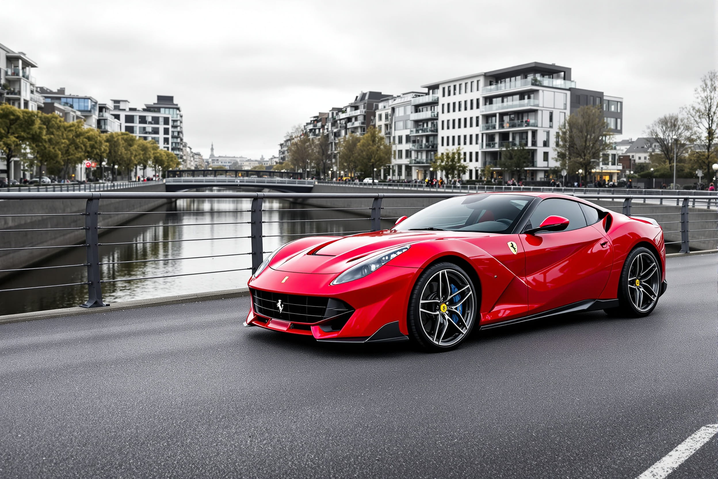 Ferrari on city bridge